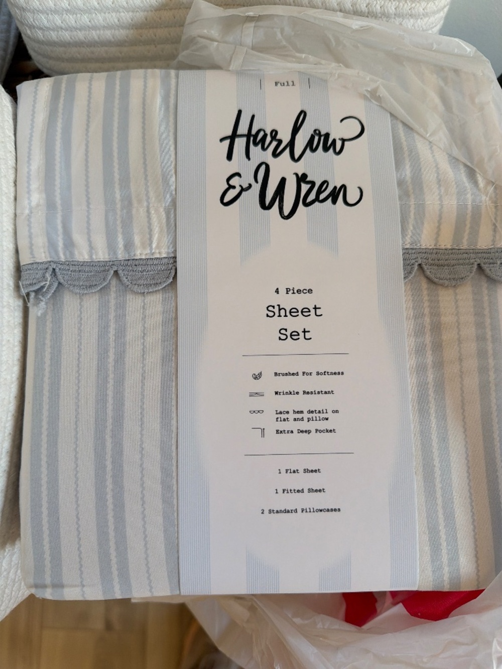 Harlow and Wren Full sheet set BWT blue stripe